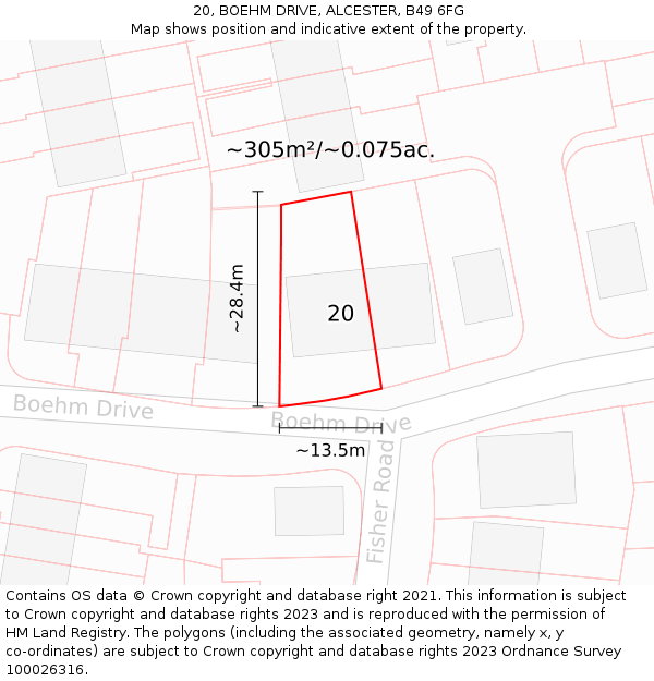 20, BOEHM DRIVE, ALCESTER, B49 6FG: Plot and title map