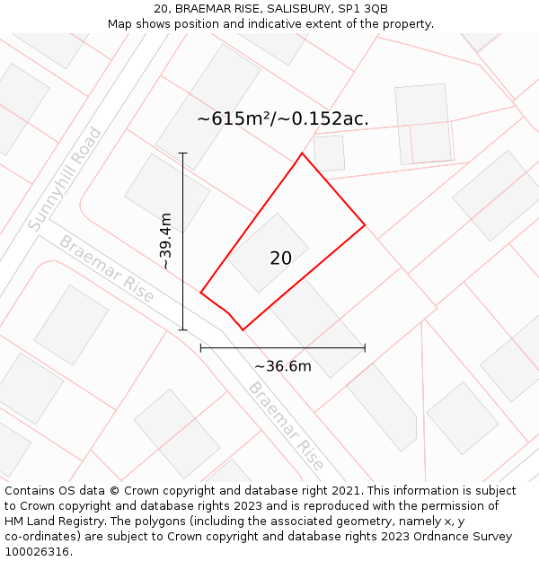 20, BRAEMAR RISE, SALISBURY, SP1 3QB: Plot and title map