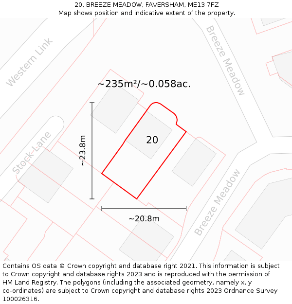 20, BREEZE MEADOW, FAVERSHAM, ME13 7FZ: Plot and title map