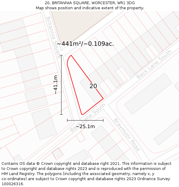 20, BRITANNIA SQUARE, WORCESTER, WR1 3DG: Plot and title map