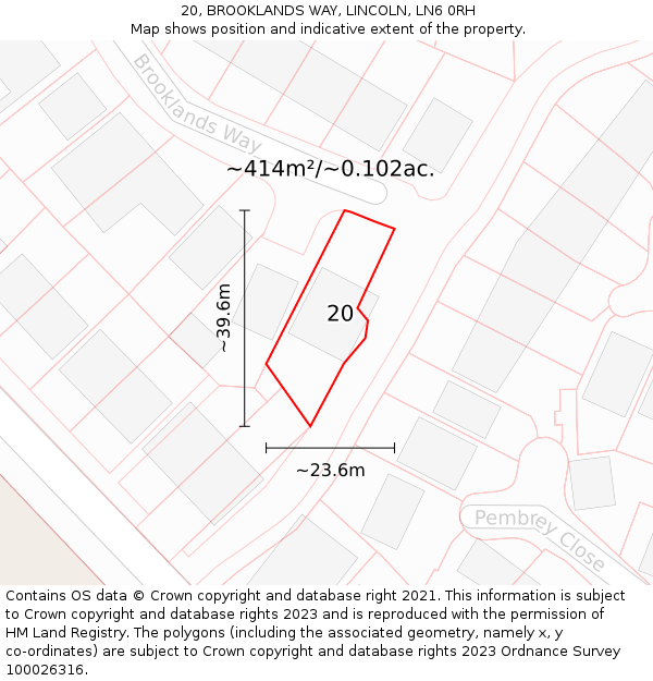 20, BROOKLANDS WAY, LINCOLN, LN6 0RH: Plot and title map