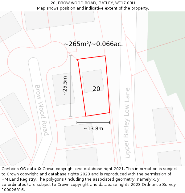 20, BROW WOOD ROAD, BATLEY, WF17 0RH: Plot and title map