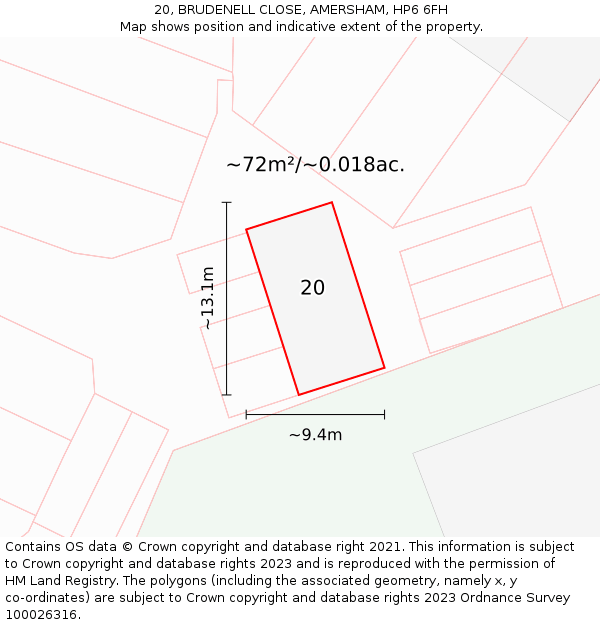 20, BRUDENELL CLOSE, AMERSHAM, HP6 6FH: Plot and title map