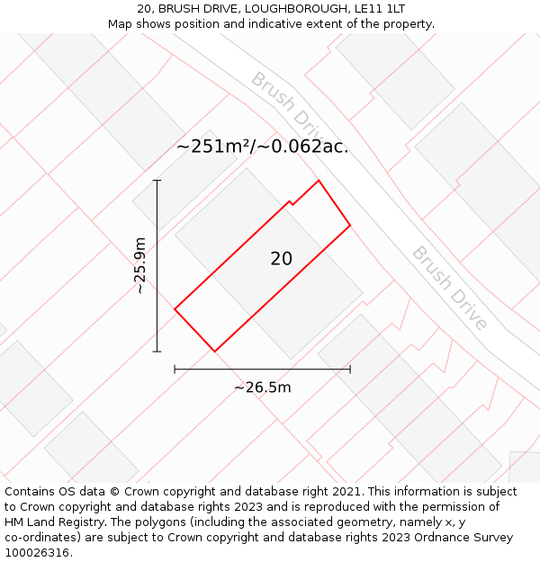 20, BRUSH DRIVE, LOUGHBOROUGH, LE11 1LT: Plot and title map