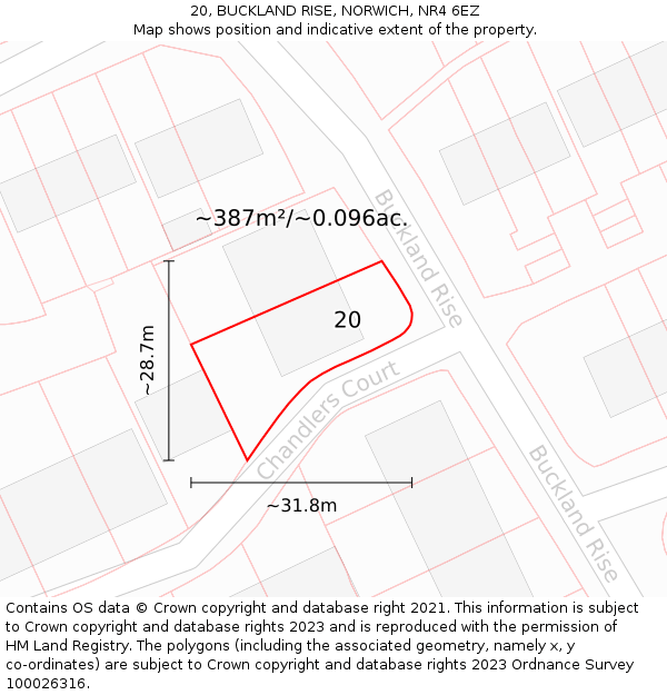 20, BUCKLAND RISE, NORWICH, NR4 6EZ: Plot and title map