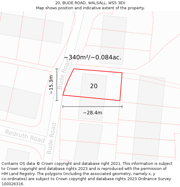 20, BUDE ROAD, WALSALL, WS5 3EX: Plot and title map