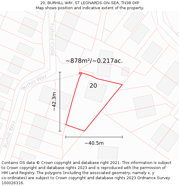 20, BURHILL WAY, ST LEONARDS-ON-SEA, TN38 0XP: Plot and title map