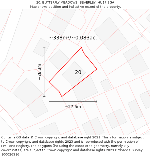 20, BUTTERFLY MEADOWS, BEVERLEY, HU17 9GA: Plot and title map