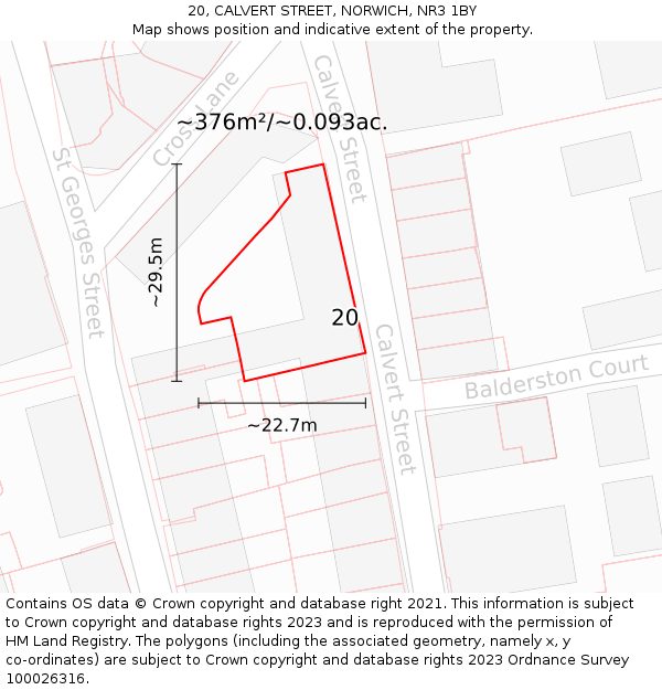 20, CALVERT STREET, NORWICH, NR3 1BY: Plot and title map