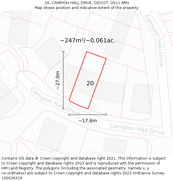 20, CAMPION HALL DRIVE, DIDCOT, OX11 9RN: Plot and title map