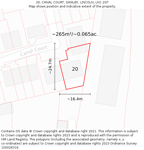 20, CANAL COURT, SAXILBY, LINCOLN, LN1 2GT: Plot and title map
