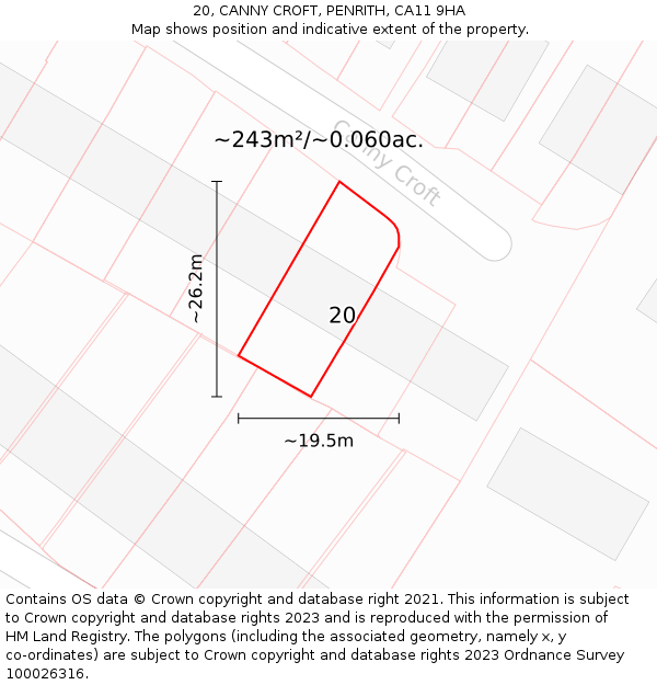 20, CANNY CROFT, PENRITH, CA11 9HA: Plot and title map