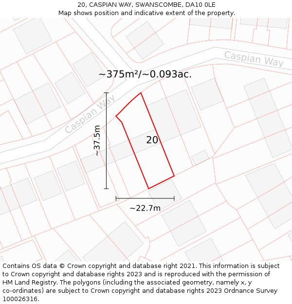 20, CASPIAN WAY, SWANSCOMBE, DA10 0LE: Plot and title map