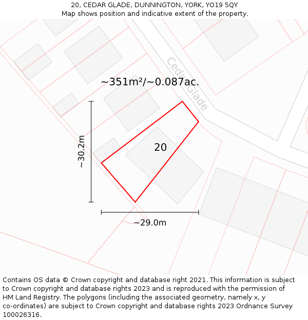 20, CEDAR GLADE, DUNNINGTON, YORK, YO19 5QY: Plot and title map