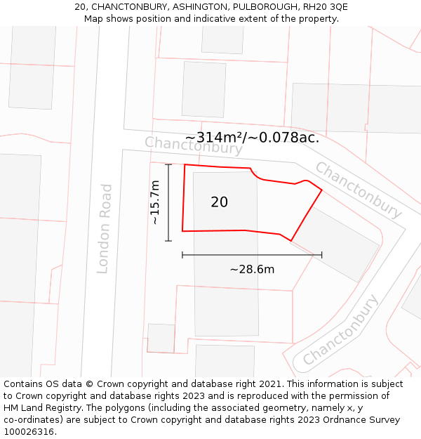 20, CHANCTONBURY, ASHINGTON, PULBOROUGH, RH20 3QE: Plot and title map