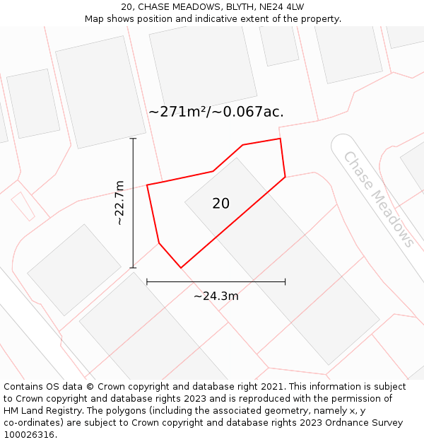 20, CHASE MEADOWS, BLYTH, NE24 4LW: Plot and title map