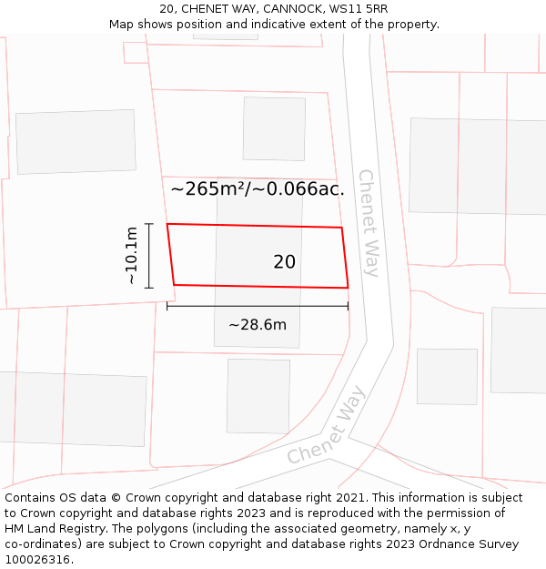 20, CHENET WAY, CANNOCK, WS11 5RR: Plot and title map