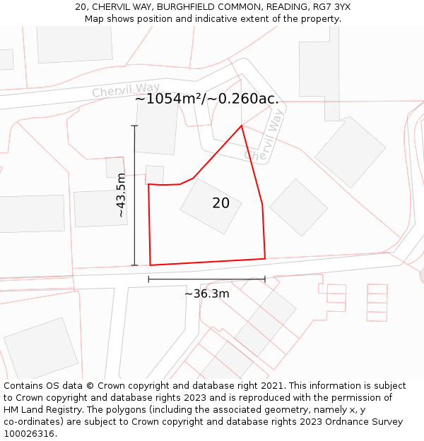 20, CHERVIL WAY, BURGHFIELD COMMON, READING, RG7 3YX: Plot and title map