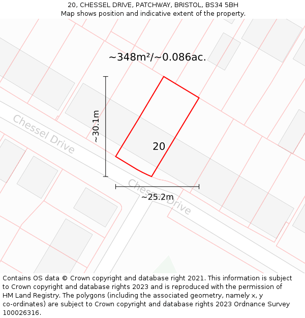 20, CHESSEL DRIVE, PATCHWAY, BRISTOL, BS34 5BH: Plot and title map