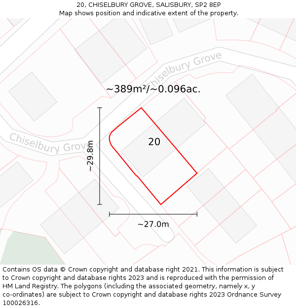 20, CHISELBURY GROVE, SALISBURY, SP2 8EP: Plot and title map