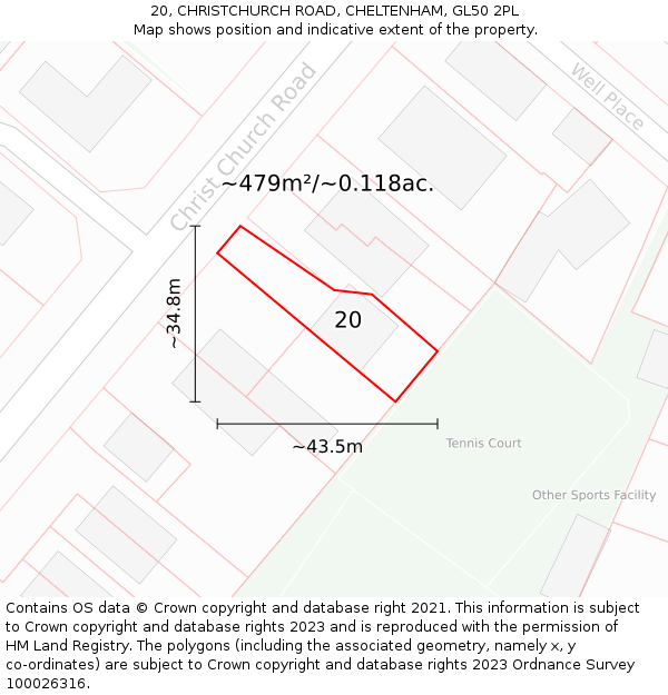 20, CHRISTCHURCH ROAD, CHELTENHAM, GL50 2PL: Plot and title map