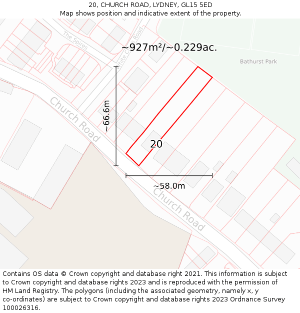 20, CHURCH ROAD, LYDNEY, GL15 5ED: Plot and title map