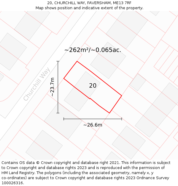 20, CHURCHILL WAY, FAVERSHAM, ME13 7RF: Plot and title map