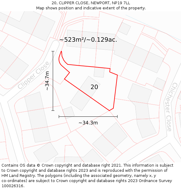 20, CLIPPER CLOSE, NEWPORT, NP19 7LL: Plot and title map