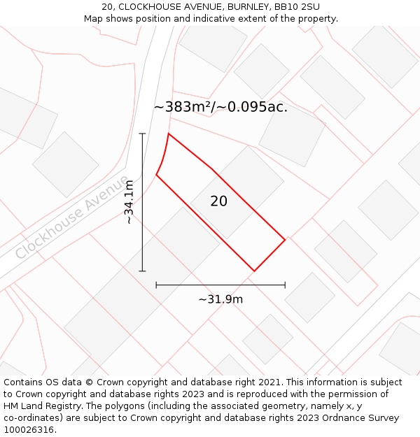 20, CLOCKHOUSE AVENUE, BURNLEY, BB10 2SU: Plot and title map