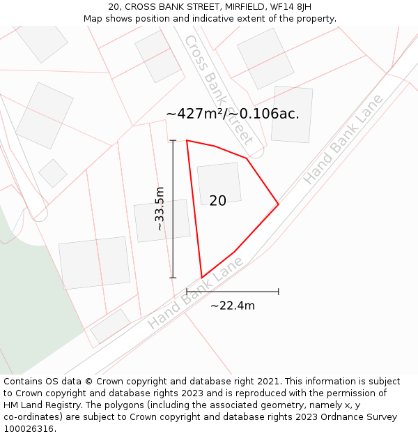 20, CROSS BANK STREET, MIRFIELD, WF14 8JH: Plot and title map