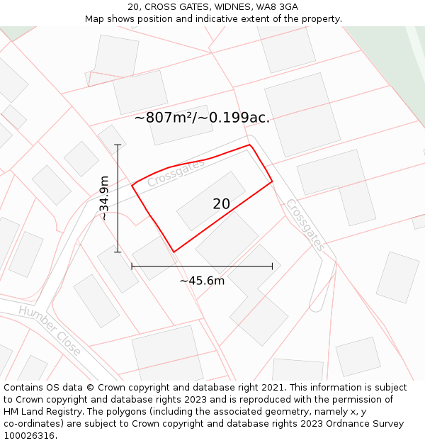 20, CROSS GATES, WIDNES, WA8 3GA: Plot and title map