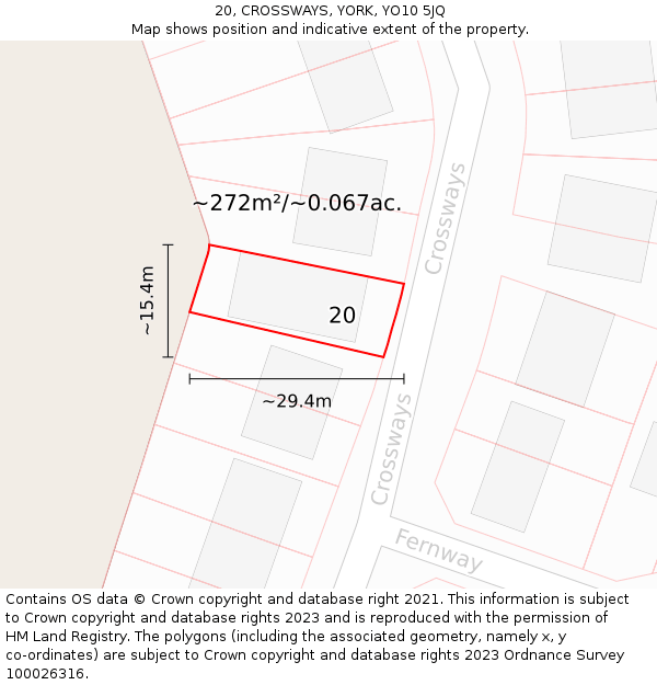 20, CROSSWAYS, YORK, YO10 5JQ: Plot and title map