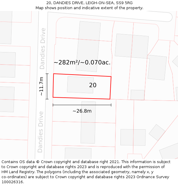 20, DANDIES DRIVE, LEIGH-ON-SEA, SS9 5RG: Plot and title map