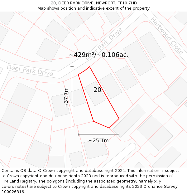 20, DEER PARK DRIVE, NEWPORT, TF10 7HB: Plot and title map