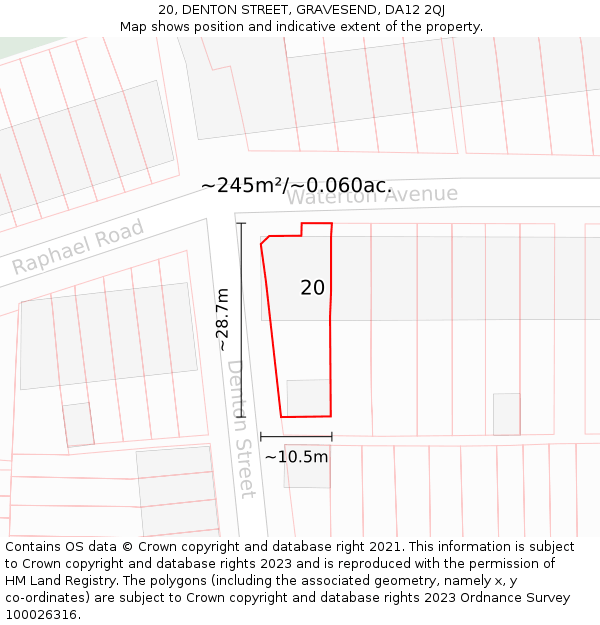 20, DENTON STREET, GRAVESEND, DA12 2QJ: Plot and title map