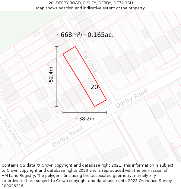 20, DERBY ROAD, RISLEY, DERBY, DE72 3SU: Plot and title map