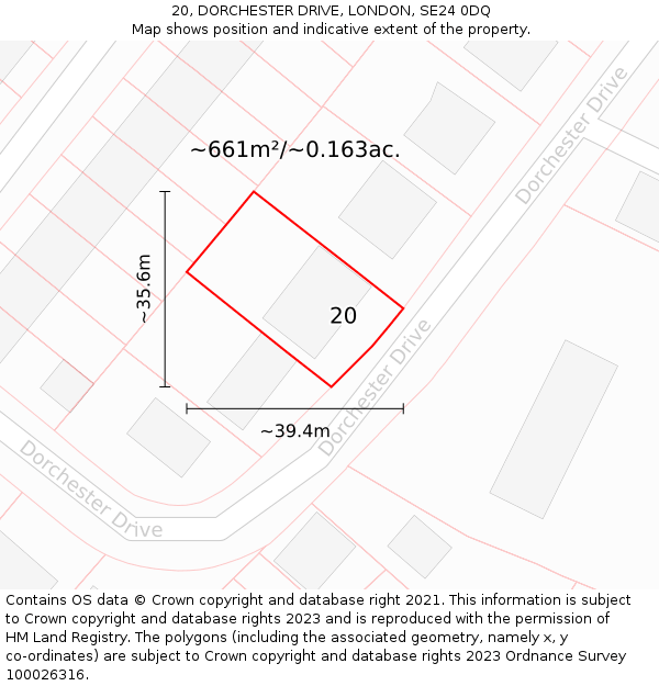 20, DORCHESTER DRIVE, LONDON, SE24 0DQ: Plot and title map