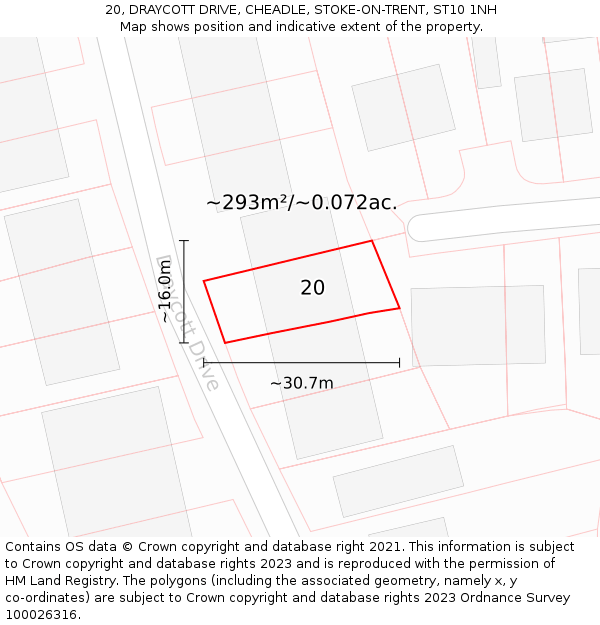 20, DRAYCOTT DRIVE, CHEADLE, STOKE-ON-TRENT, ST10 1NH: Plot and title map