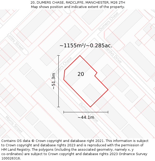 20, DUMERS CHASE, RADCLIFFE, MANCHESTER, M26 2TH: Plot and title map