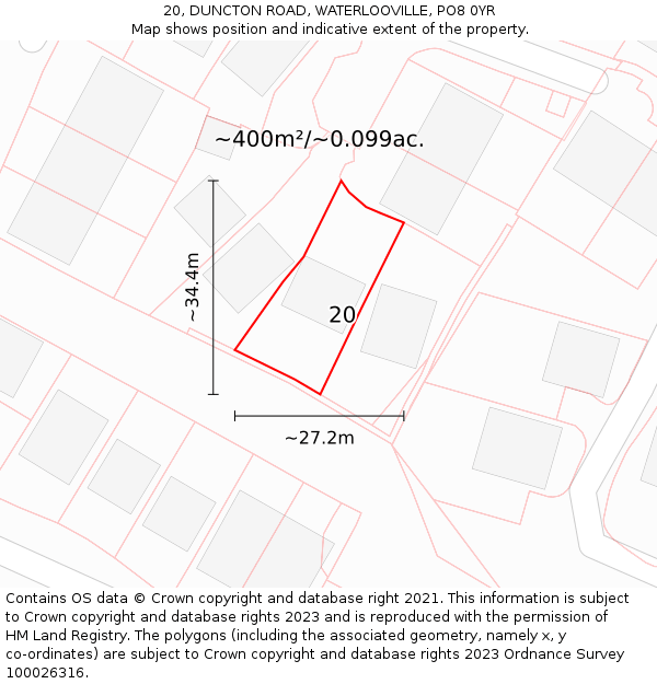 20, DUNCTON ROAD, WATERLOOVILLE, PO8 0YR: Plot and title map