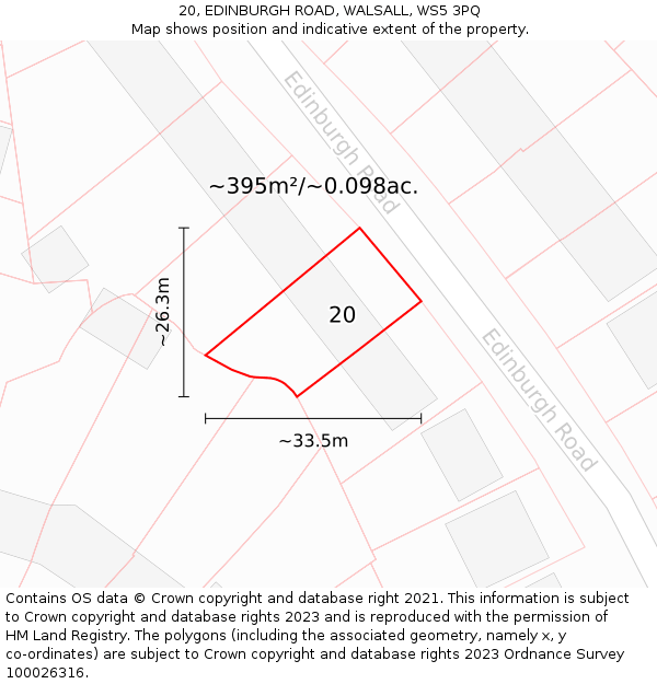20, EDINBURGH ROAD, WALSALL, WS5 3PQ: Plot and title map