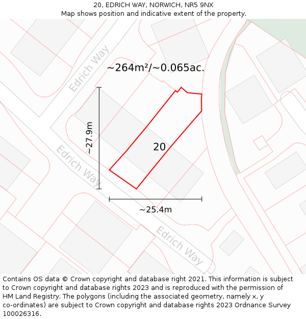 20, EDRICH WAY, NORWICH, NR5 9NX: Plot and title map