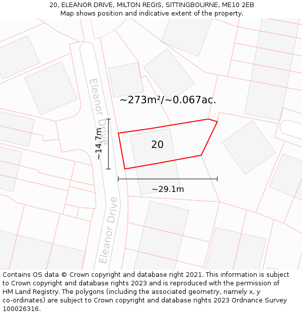 20, ELEANOR DRIVE, MILTON REGIS, SITTINGBOURNE, ME10 2EB: Plot and title map