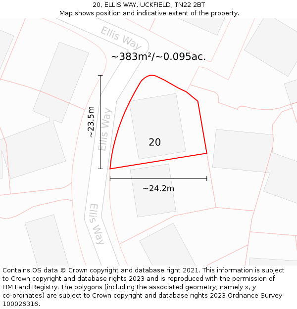 20, ELLIS WAY, UCKFIELD, TN22 2BT: Plot and title map