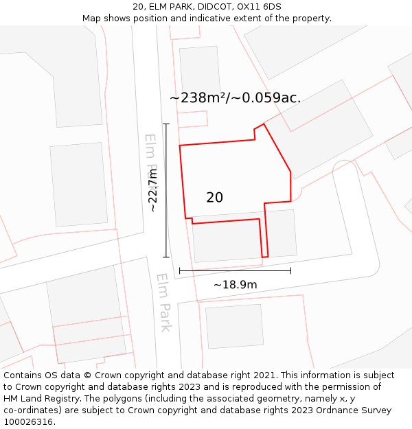 20, ELM PARK, DIDCOT, OX11 6DS: Plot and title map