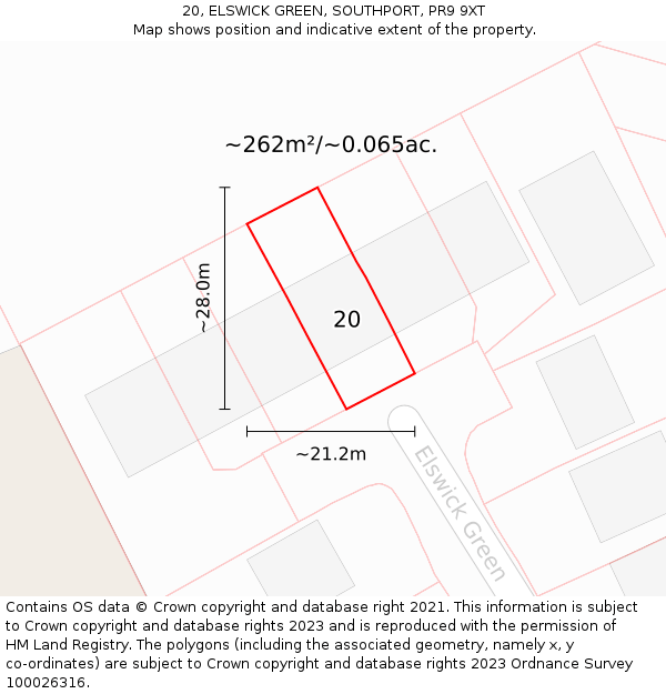 20, ELSWICK GREEN, SOUTHPORT, PR9 9XT: Plot and title map