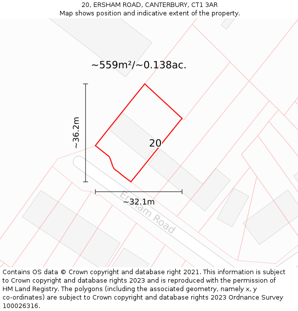 20, ERSHAM ROAD, CANTERBURY, CT1 3AR: Plot and title map