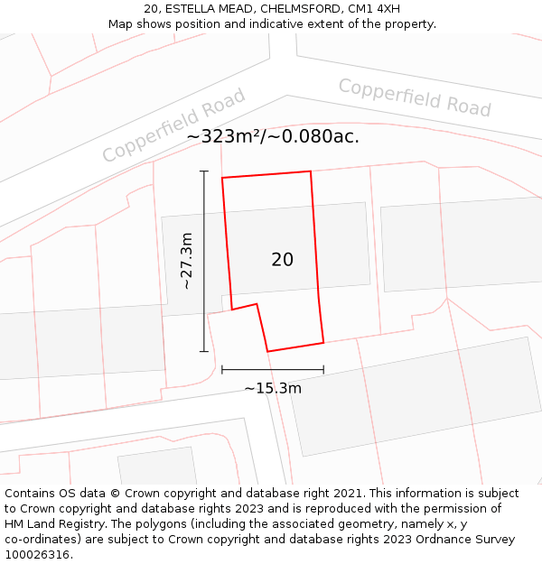 20, ESTELLA MEAD, CHELMSFORD, CM1 4XH: Plot and title map