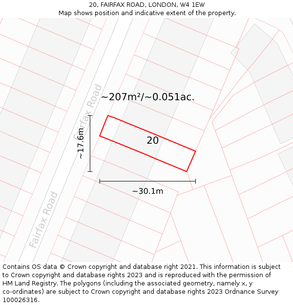 20, FAIRFAX ROAD, LONDON, W4 1EW: Plot and title map