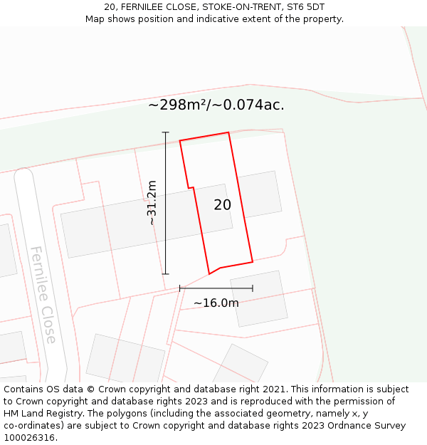 20, FERNILEE CLOSE, STOKE-ON-TRENT, ST6 5DT: Plot and title map